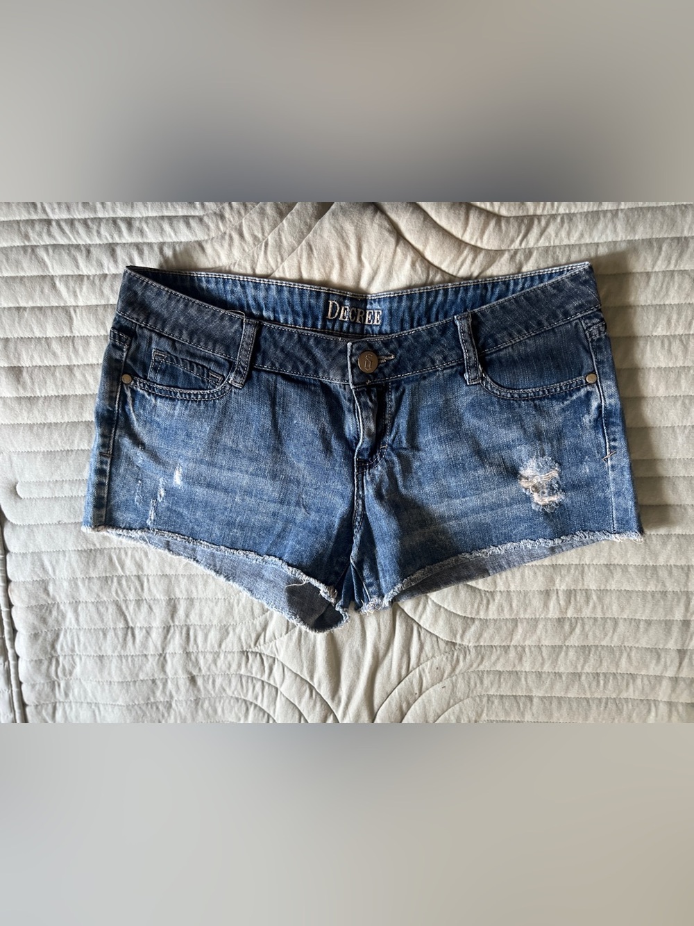 Decree Distressed Blue Denim Cutoff Shorts